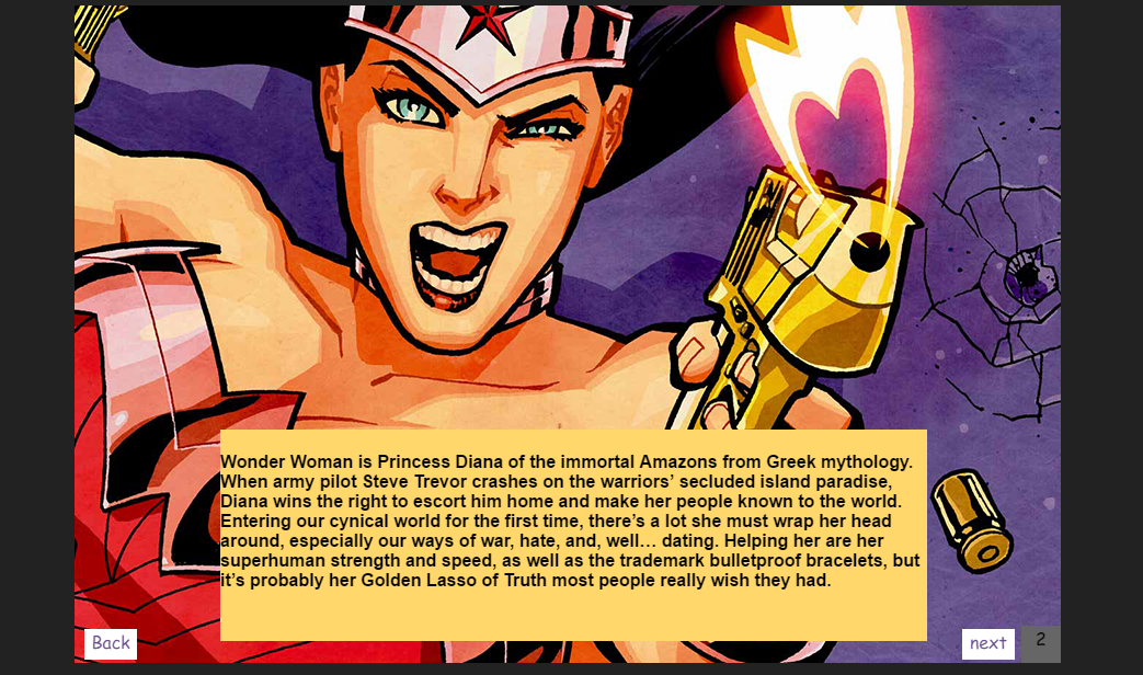 E-book style, Back and Next feature.